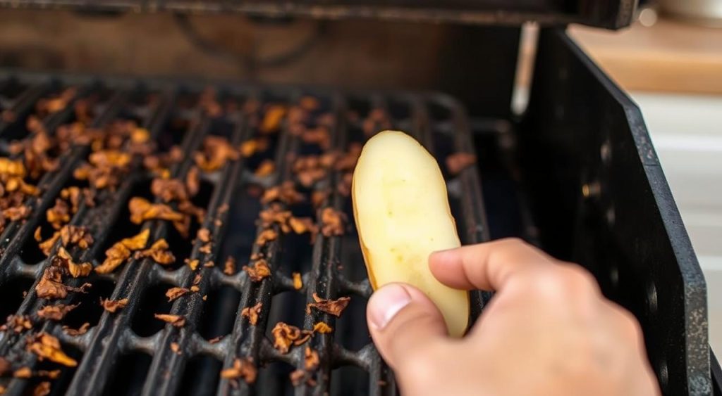 limpar churrasqueira com batata